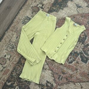 Free People Beach S outfit set lime vest